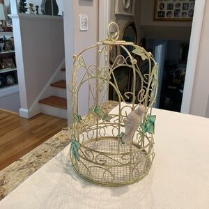 Decorative Metal Birdcage with Bird & Ivy Leaves
